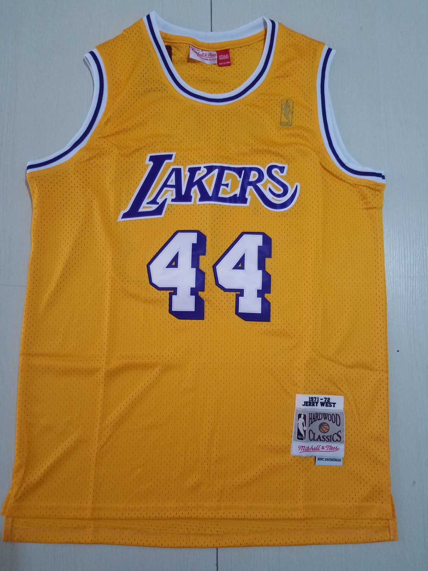 Men Los Angeles Lakers 44 West Yellow Throwback NBA Jerseys